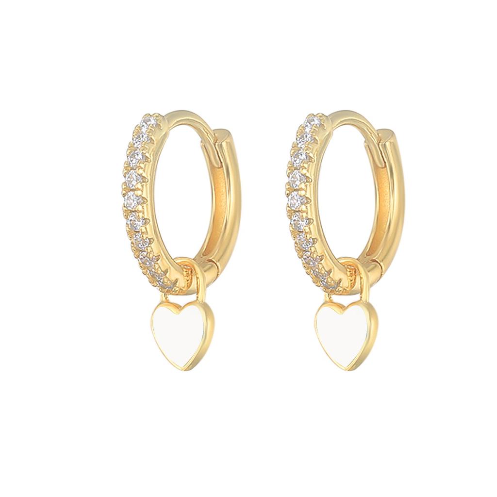 925 Silver Huggie Heart Hoop Earrings for Women Geometric Love Earring Crystals Zircon Piercing Silver Jewelry Girls