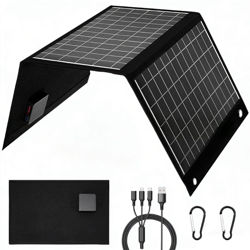 

28W Sunlight Foldable Power Supply With Two USB Outputs For Camping Hiking And Travel 1