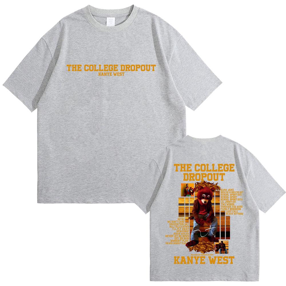 Rapper Kanye West The College Dropout Bear Graphic T-shirt Men Women Hip Hop Pop Music T Shirts Casual Cotton Vintage T-shirts