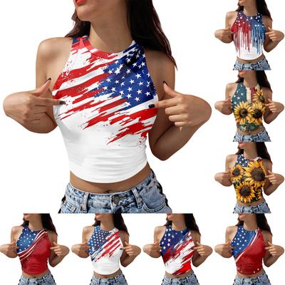 Women's Fashion Independence Day Print Sleeveless Base Tank Top