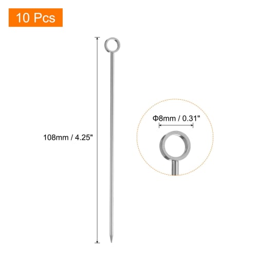 uxcell Reusable Long Martini Toothpicks, Stainless Steel Metal Cocktail Picks, Fruit Sticks, Cocktail Skewers for Party Drinks and Appetizers, 108mm S