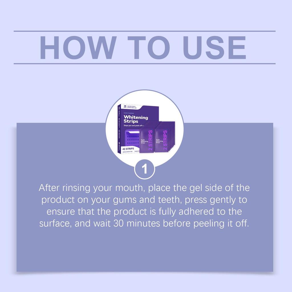 Purple Teeth Whitening Strips: Gentle Cleaning for Bright, Tartar-Free Teeth. Easy Daily Use, Portable, and Simple to Operate.