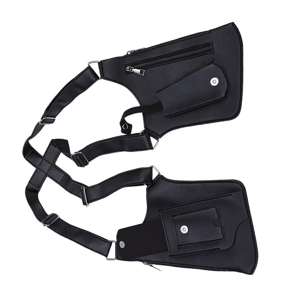 Double Shoulder Armpit Bag Vintage PU Leather Multi Function Underarm Wallet Holster Bag for Men Outdoor Phone