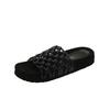 Sheepskin version~ Hand-woven fishing net hollow thick-soled beach shoes women's leather versatile casual round toe sandals