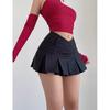 Falda Plisada de Cintura en V Estilo Vintage Escolar Mini de Línea A Adelgazante Informal Versátil para Todas las Ocasiones para Mujer Otoño Invierno Anti-Exposición
