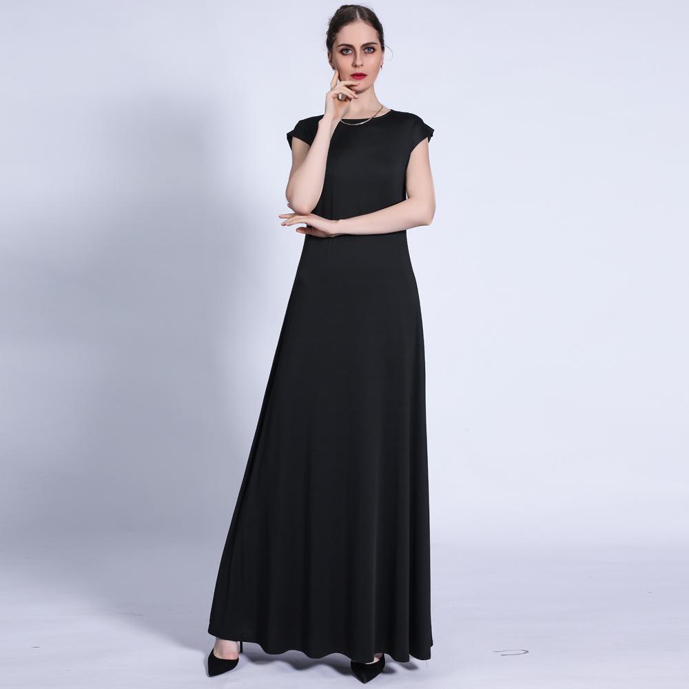 Women's Round Neck Sleeveless High Waist A-Line Maxi Dress Cotton Casual Long Dress