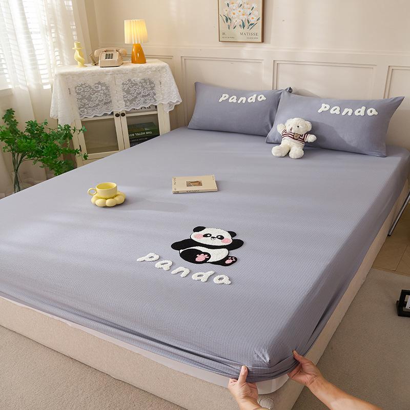 Washed Cotton Fitted Sheet Single Piece New Mattress Cover Protective Cover Bed Sheet Cover Student Dormitory Machine Washable