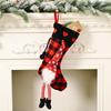 Christmas Candy Bags Gift Plush Lattice Christmas Socks Candy Gift Bag Creative Hanging Decoration New Year Xmas Party Gift Bag