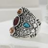Vintage Inlaid Multicolored CZ Women's Ring Ethnic CopperColor Hand Carving Daily Wear Party Jewelry Anniversary Gift