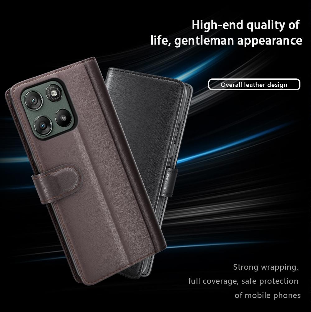 For Motorola Moto G67 Power 5G Case Genuine Split Leather Phone Cover with Wallet Stand