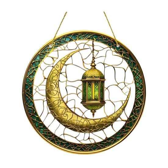 2D Acrylic Star Moon Lantern Suncatcher, Crescent Moon Window Hanging Ornament for Home, Patio, Garden, Ramadan Decor, Housewarming Gifts for Family