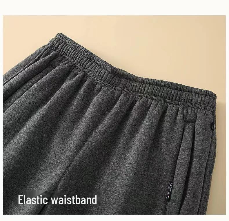 Męskie pluszowe spodnie dresowe z jagnięcej skóry - Pogrubione, o luźnym kroju, zimowe spodnie codzienne dla osób w średnim i starszym wieku.