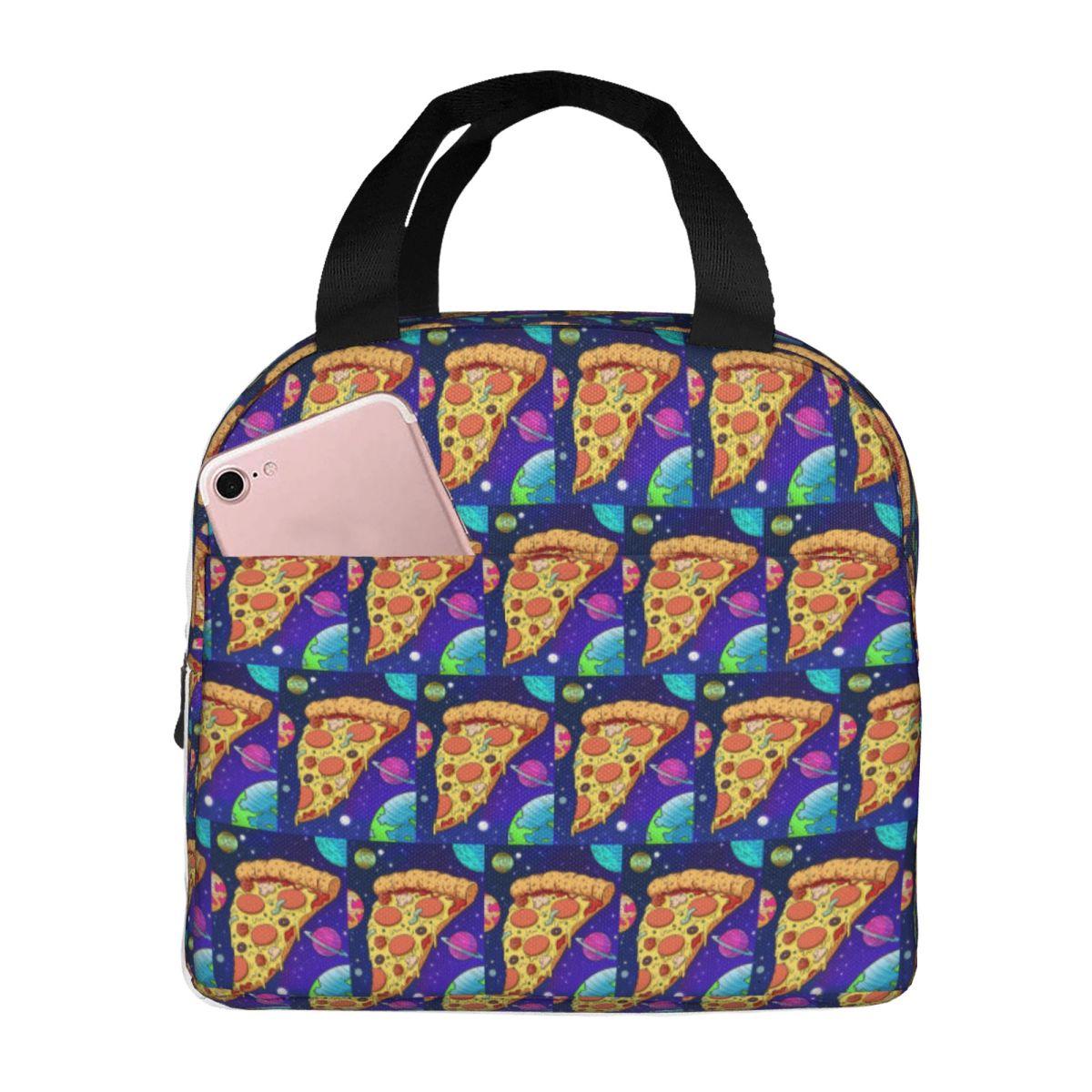 Cartoon A Pizza Slice In Space Insulated Lunch Bag for Kids School Cooler Thermal Food Box Tote Portable Lunch Boxes Container One Size