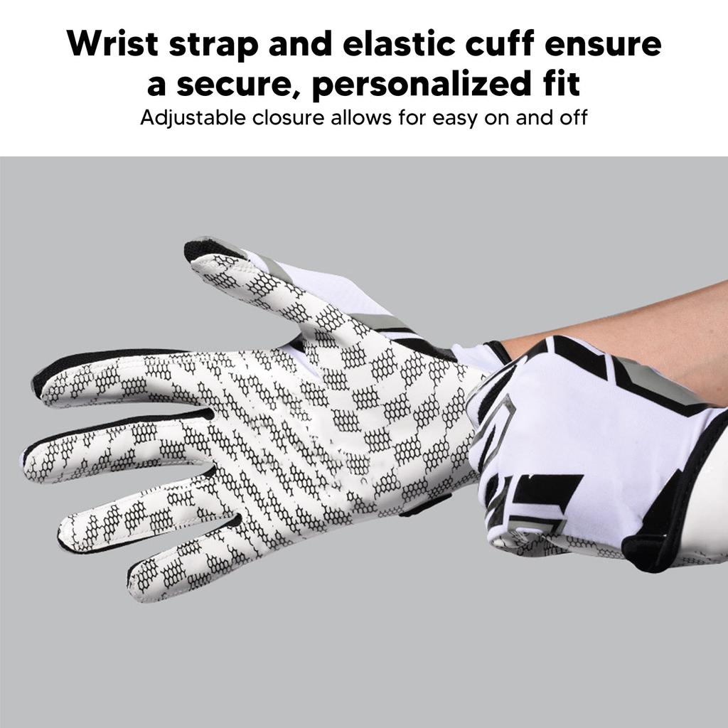 White Foot  Gloves Anti Slip Silicone Grip Sports Receiver Glove Brthable   Wrist Strap for Sport