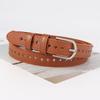 Retro Small Belt Minimalist Waistband Hollowed Out Holes Womens Student Jeans