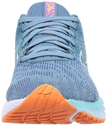 Mizuno Wave Rider 26 Running Shoes, Women's, Lightweight, Resilient, for Jogging, Marathons, Training, and Sports, Blue/White/Orange, Size 25.0 cm, 2E