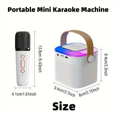 New Karaoke Machine With Wireless Microphone Portable KaraokeSpeaker With LED Light, Wireless Microphone With Voice Change