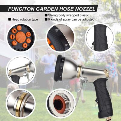 Yousheng Heavy Duty Hose Nozzle 9 Adjustable Spray Patterns Hose Sprayer Handheld Hose Nozzle Spray Slip Resistant Water Sprayer for Cleaning Watering