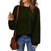 Women's Fashion Round Neck Pullover Sweater Casual Versatile Solid Color Knit Top