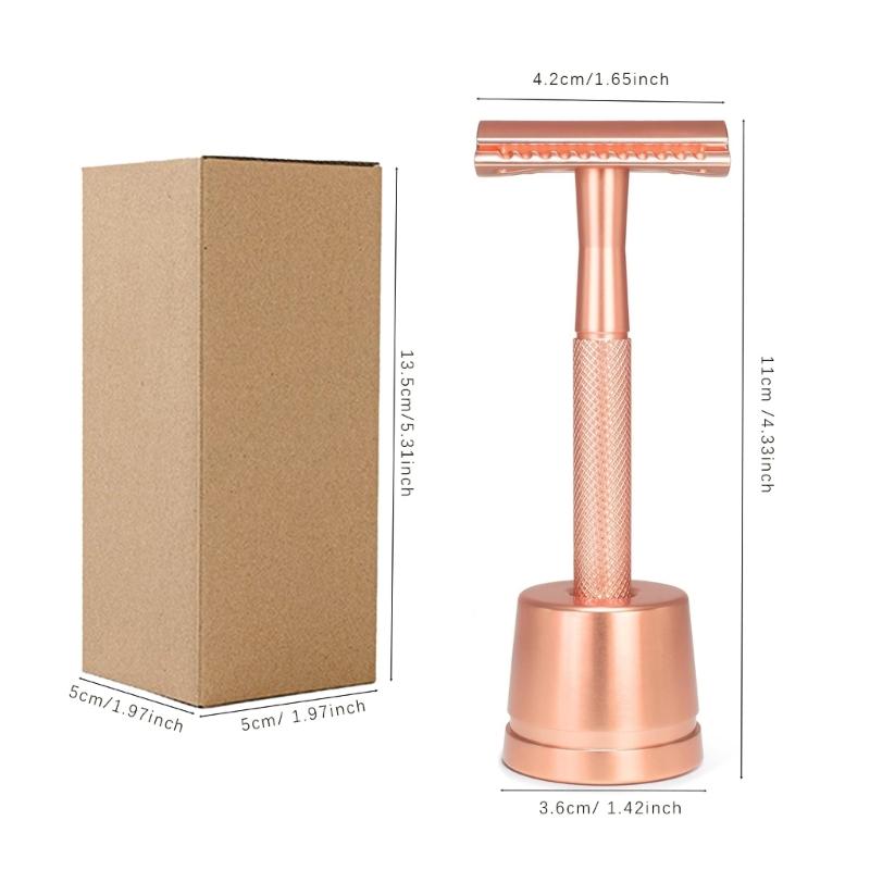 Luxurious Women's Metal Shaver With Stand and 5 Double Edge Blading Shaving Stand Comfortable Shave