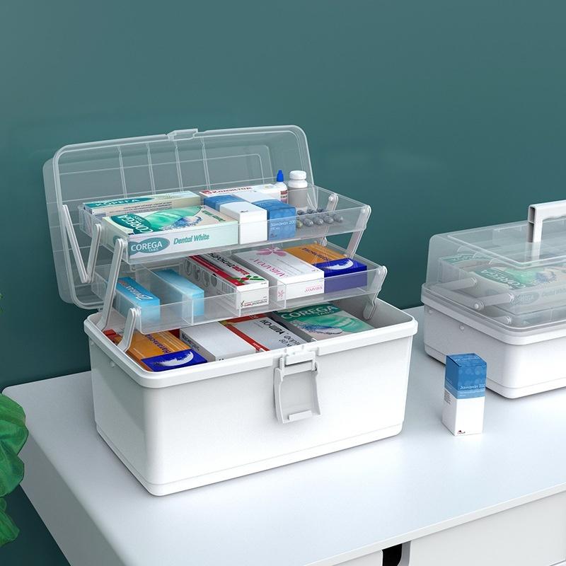 Large Capacity Family Medicine Organizer Box Portable First Aid Kit Medicine Storage Container Family Cosmetics Kit Box Storages