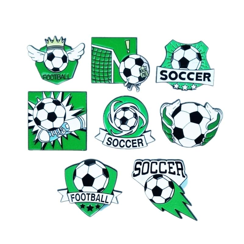 8PCS Elegant Soccer Themed Brooches Zinc Alloy Safety Corsage Pin Souvenir Perfect For Gifting And Event