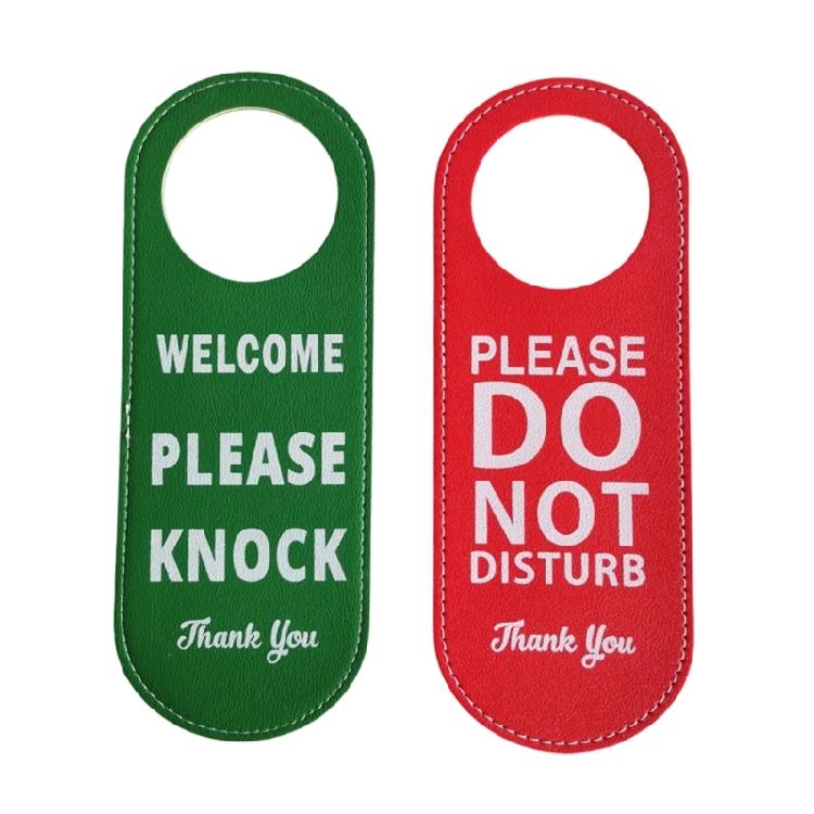 Reuseable PU Leather Double Sided Office Door Sign For Meeting Room Privacy Do Not Disturb Knock Please Hanging Sign