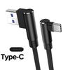 10A Dual Right Angle USB‑A to Type‑C Fast Charging Cable Nylon Braided 90‑Degree L‑Shape 0.25m 1m 1.5m 2m For Huawei Xiaomi