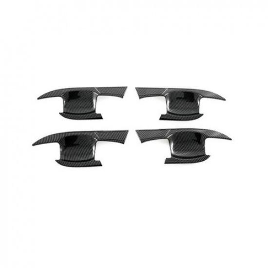 4x For Mitsubishi Outlander 22-2024 Carbon Fiber Car Door Handle Bowl Cover Trim