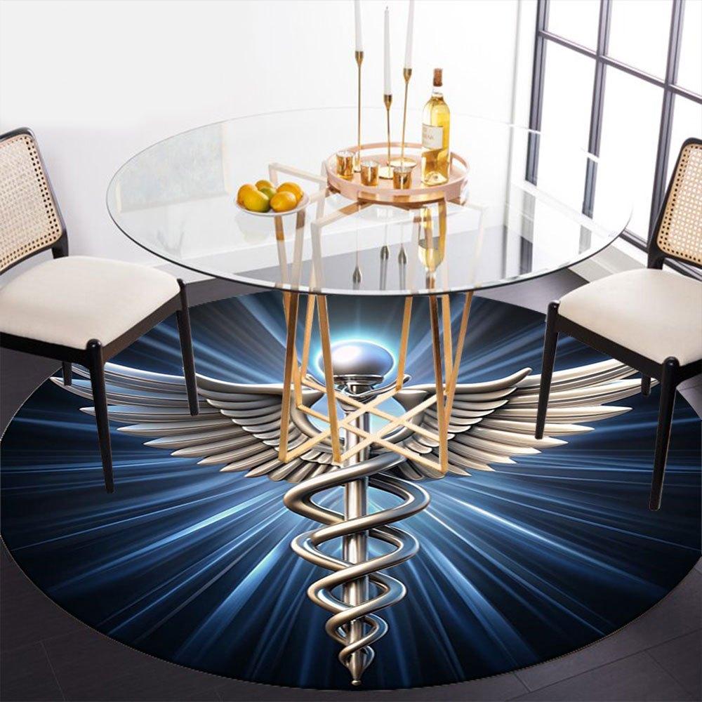 Medical Caduceus Symbol Sticker - Health & Wellness EmblemRound Non-Slip chair mat chair carpet for office Rugs for Office Decor Gift For Valentine's