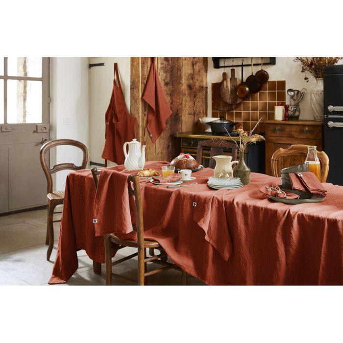 Lot de 2 essuie-mains "Soline" 50 x 70 cm Lin lavé - Soline Paprika