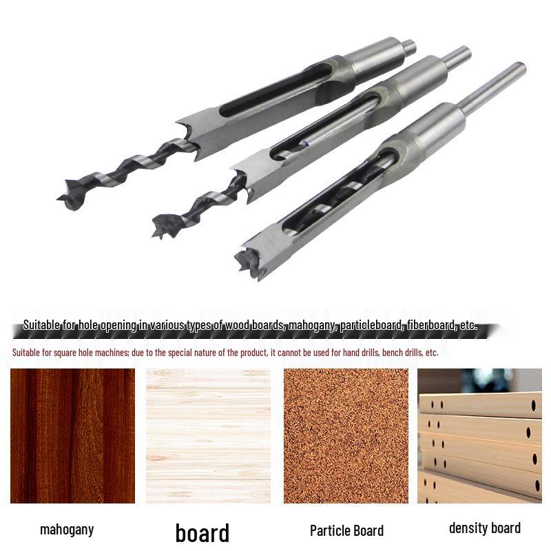 Industrial Grade Mortise Drill Bit - Steel Square Hole Opener for Woodworking