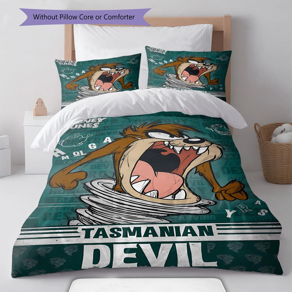 Tazmanian Devil Pattern Bedding,Quilt Set Quilt Cover Pillowcase Home Birthday Gift (1 * duvet cover + 2 * pillowcase, without core)