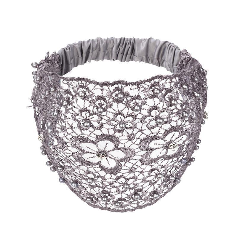 Stylish Plum Blossom Hollow Wide Headband with Decorative Beads