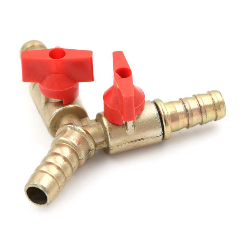 Brass 3-Way Ball Valve - 3/8" & 10mm Barbed Ports for Fuel, Gas, Oil or Water Lines
