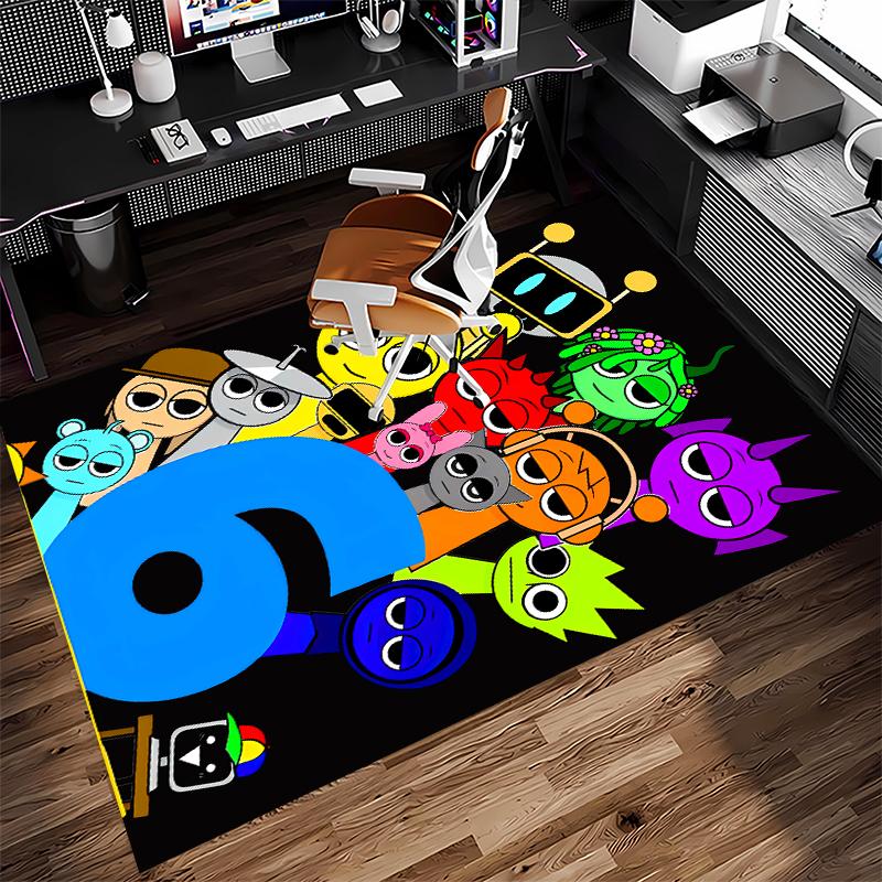 1pc Sprunki Game2 Print Area Rug - Soft, Washable Non-Slip Indoor Mat for Office Chairs, Living Room, Home Office Decorative Rug