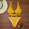 Women's Split Sexy Solid Colour Bikini Fashion With Bra Pad No Steel Bra Swimsuit