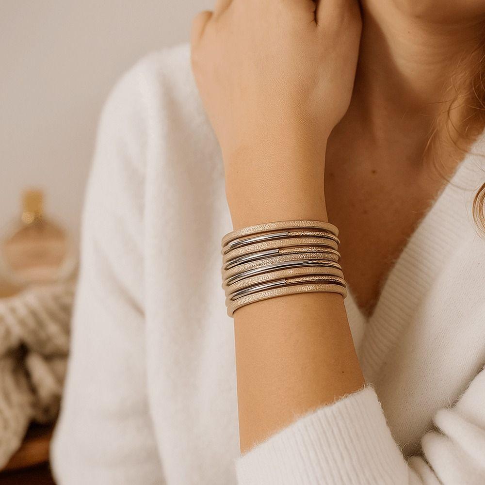 Punk Chunky Bracelet Metal Tube Decoration Multilayer Bracelet Fashion Jewelry
