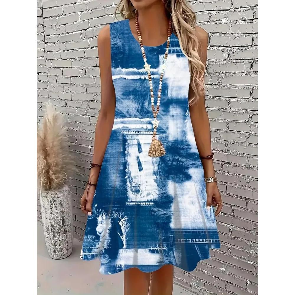 Comfortable Versatile Breathable Sleeveless Dress Casual Loose Simple Casual Dresses S