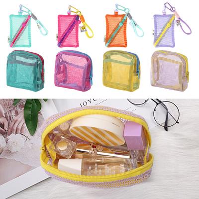 Sacs cosmétiques en maille Mignons pour femmes Petite pochette de rangement pour rouge à lèvres et maquillage Étui organisateur pour câble de données clé écouteurs Sac de toilette carré