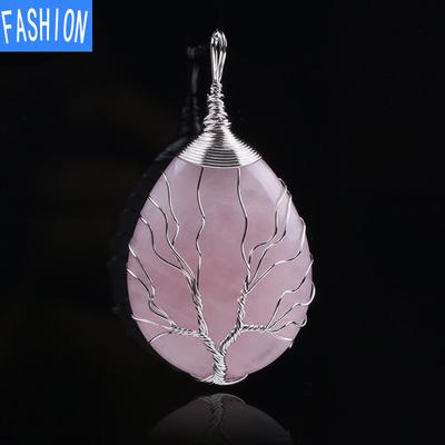 Große Kupfer natürliche Energie Wassertropfen Halbedelstein Kristall Anhänger Amethyst handgemachte Stein Halskette