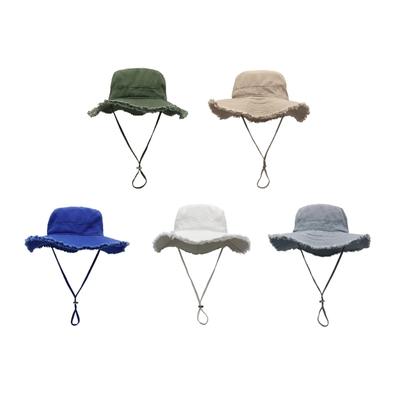 Bucket Hat Frayed Design Sunproof Hat Fisherman Hat Sun  For UV  Fishing Gear Outdoor Activities