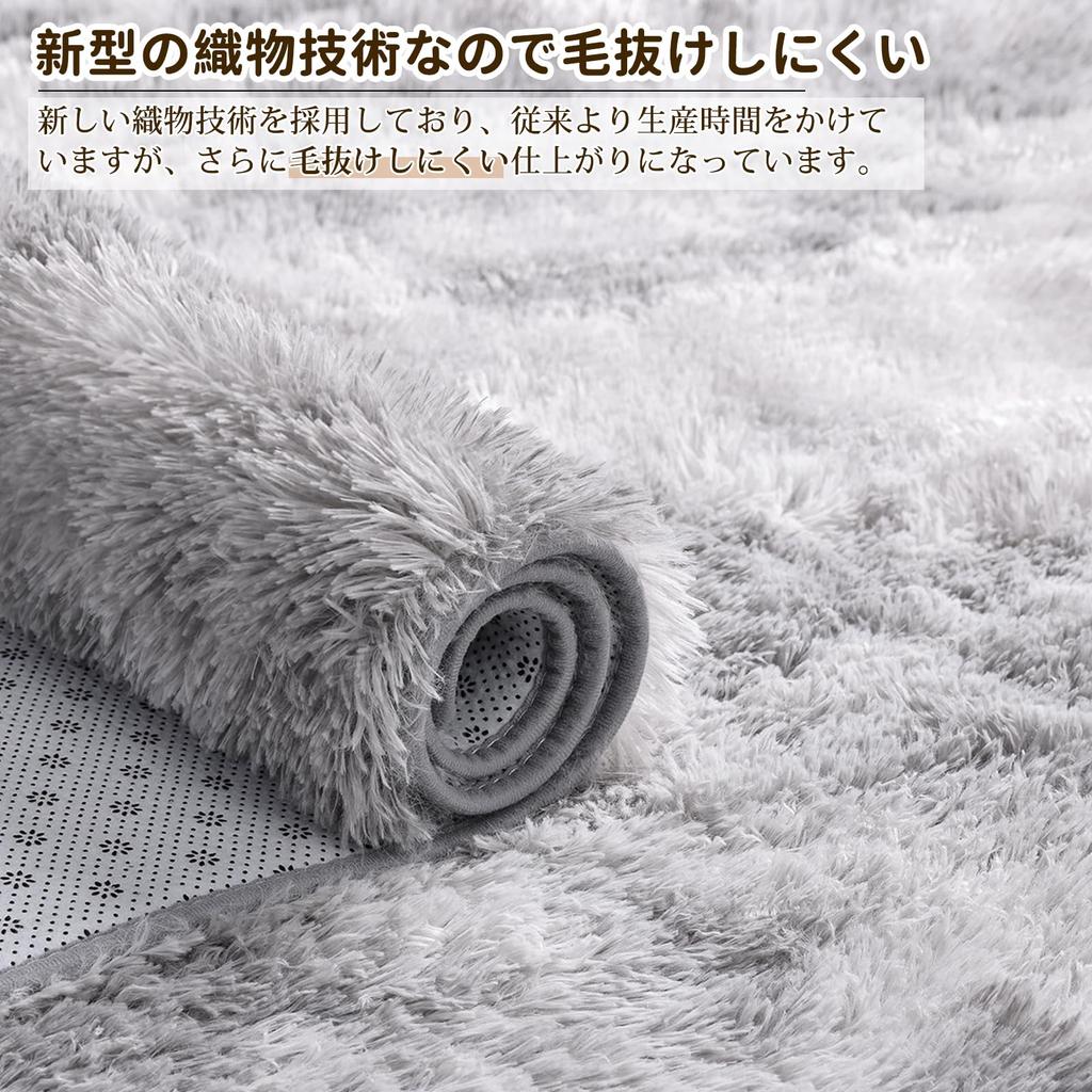 SOMANT Washable Carpet Antibacterial and Dust Mite Shag Warm Rug for Living Room and Light Gray and White All-Season Rug, Thick, Odor-Resistant,