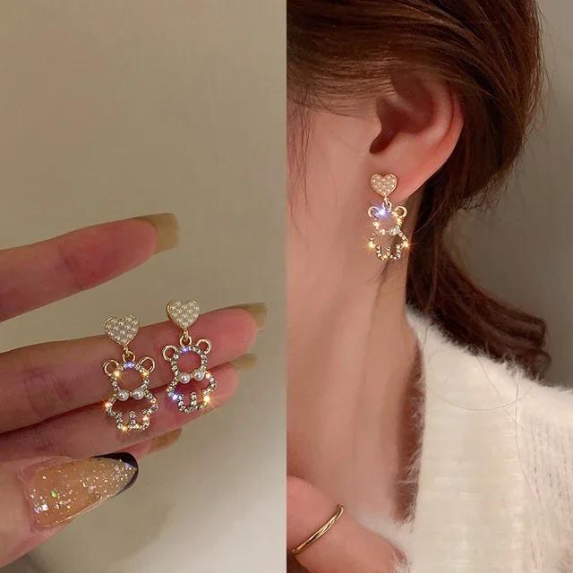 Cute Acrylic Candy Gummy Bear Dangle Earrings for Women Rainbow Bear CZ Hoop Earrings 2022 Korean Fashion Sweet Girl Zircon