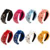 Women Fun Sports Football Embellished Headband Pearl Rhinestones Jeweled Headband Wide Top Knotted Hairband Headpiece
