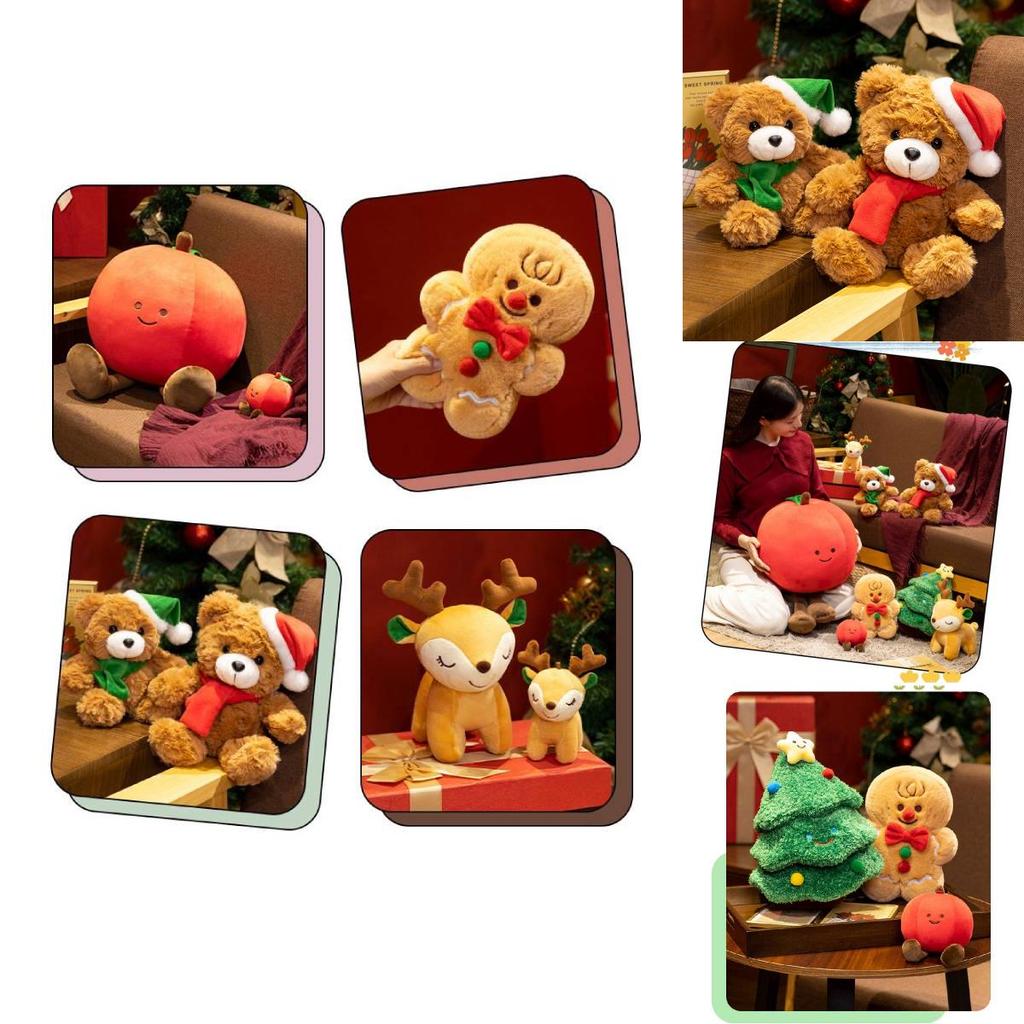 Rozkošná kolekce vánočních plyšových hraček s vánočním medvědem, perníčkem a sobem