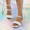 Fashion 2025 New Wrinkled Coarse Heel Open Toe Large Sandals for Women's Head Style European and American Middle Heel Sandals for Women
