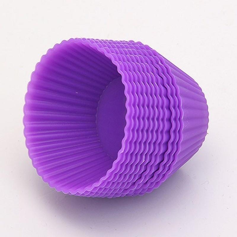 10 pcs Mini Silicone Soft Cake, Chocolate Cake Muffin Liners Baking Cup Mold Random Color ARI