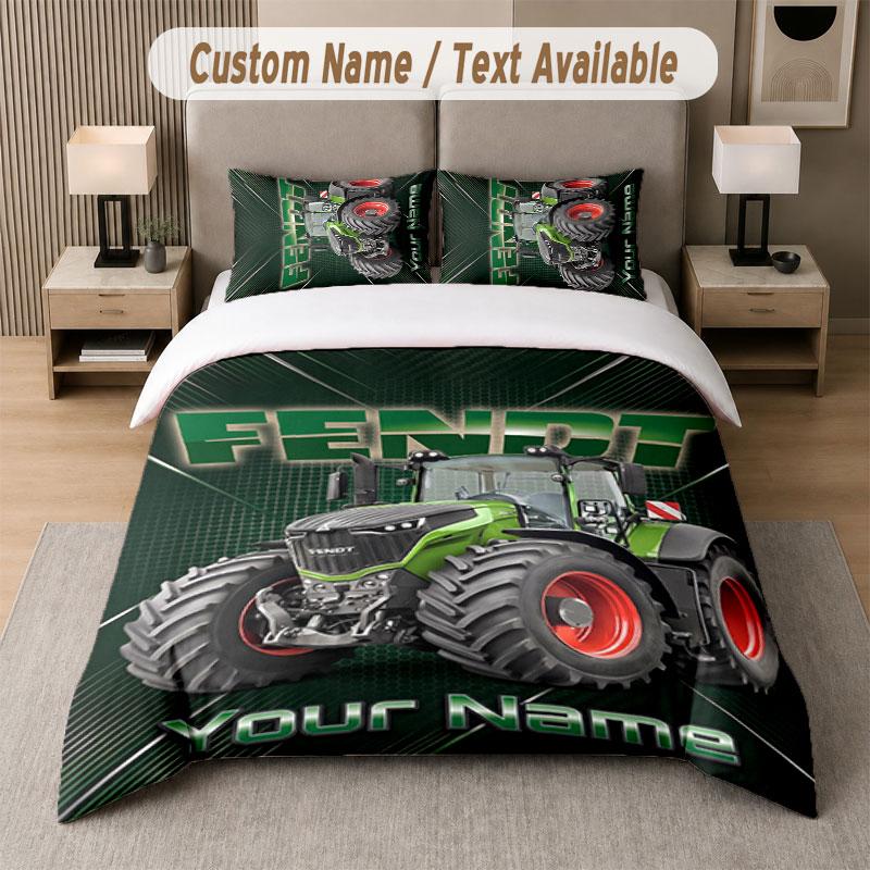 Set Biancheria da Letto Personalizzato Fendt, Stampa Nome Testo 1 Copripiumino più 2 Federe Tessile per la Casa