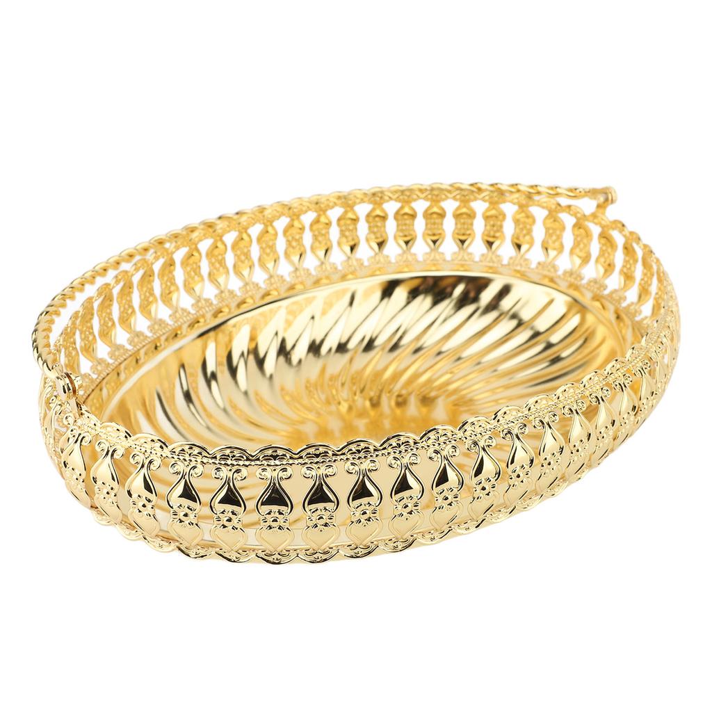 Rund Fruktskål med Handtag Guld Färg Legering Retro Rund Torkad Fruktbehållare för Fester